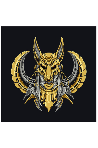 StoryGift Romania Sticker Eticheta 40CM Cu Anubis, Zeu, Robot, Mitologie, cu Margini Albe, PVC Vinyl 40 cm