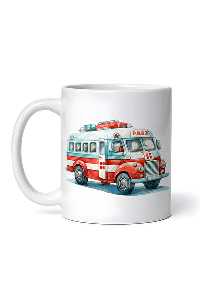 OEM Εξατομικευμένη λευκή κούπα, αντίκα παιχνίδι ασθενοφόρου, INOVATIX®. 330ml