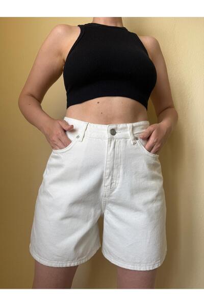 B1butik ŞEHİR BOY KREM KOT ŞORT