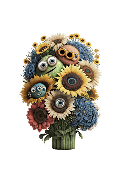 StoryGift Romania Sticker Adeziv 90CM Cu Buchet De Flori, Monstrii, Extraterestri, Floarea Soarelui, cu Margini