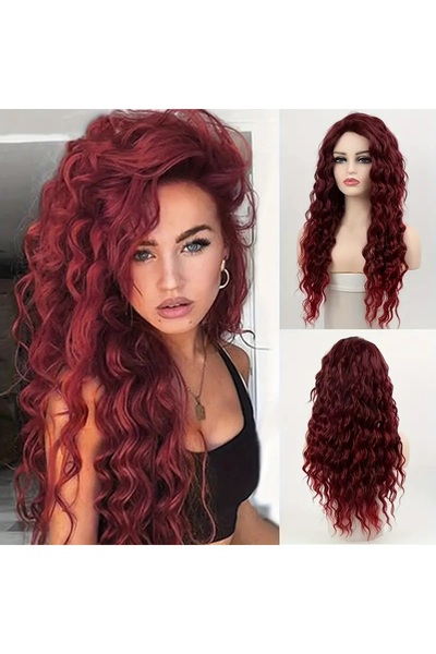 animis beauty Peruca BURGUNDY / Visiniu, lunga creata, fara breton, fibra sin...