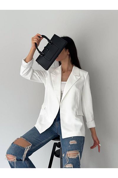 STMT BUTİK Lined Double Breasted Women's Jacket – Striped Blazer Model