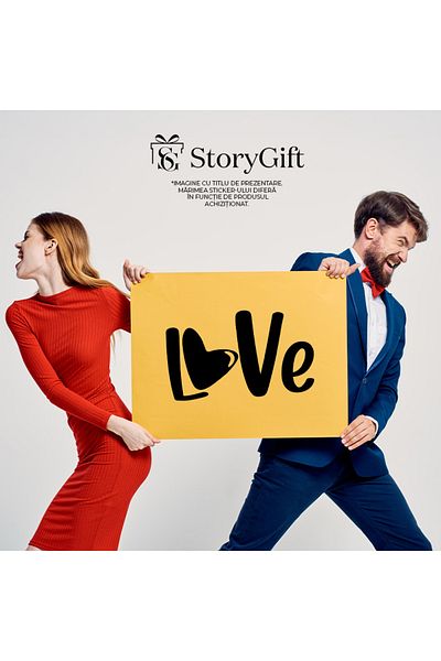 StoryGift Romania Sticker Eticheta 40CM Exterior pentru persoanele indragostite cu textul "Love" - Valentine's D
