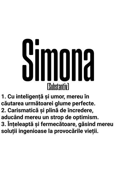 StoryGift Romania Sticker Autocolant 70CM Cu Numele Simona, si Mesaj Motivati...