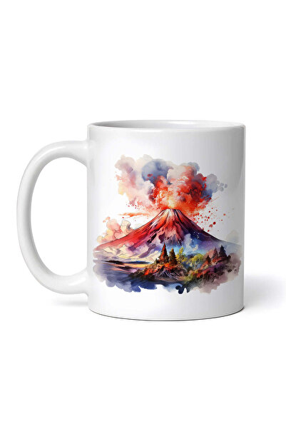 OEM Personalized white mug, Volcano on rainbow mountain, INOVATIX®. 330ml
