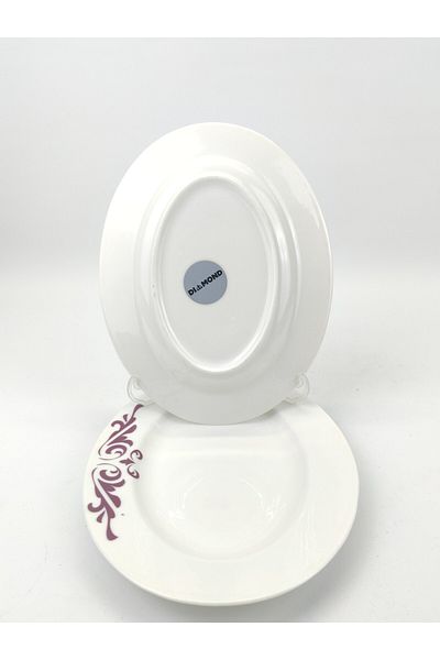 MAViHOME Diomand Series 23 X 18 cm Purple Flower Patterned Boat Plate 2 Pack