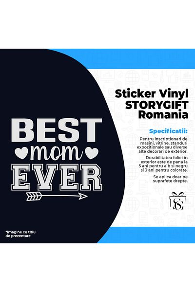 StoryGift Romania Sticker Label 50CM Exterior for the best mother in the world with a message in English - i