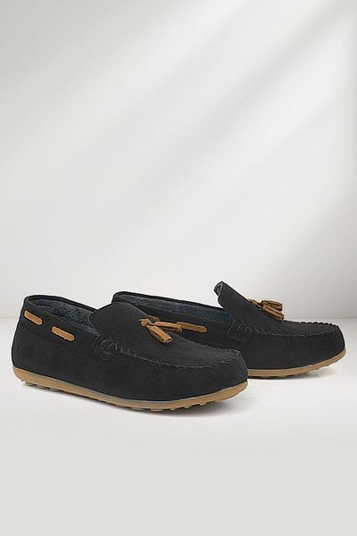 Rakerplus Mocasini pentru baieti din piele intoarsa neagra