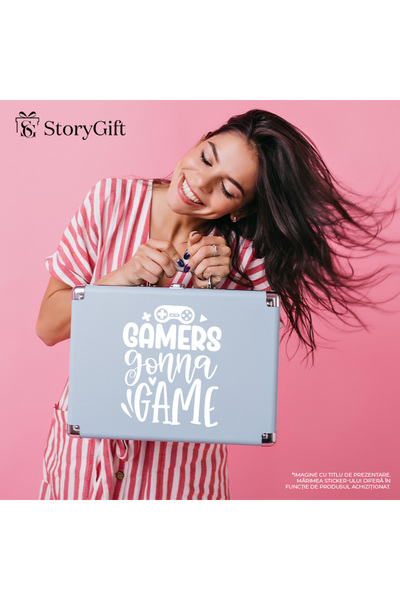 StoryGift Romania Sticker Eticheta 50CM Exterior cu inimioara si controller pentru jucatorii care se joaca destu