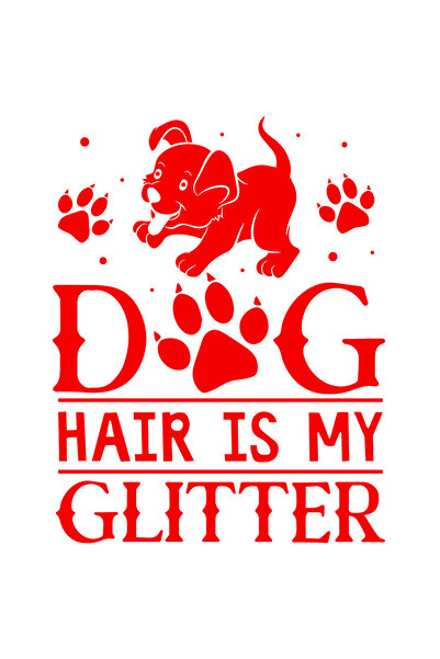 StoryGift Romania Sticker Autocolant 70CM Exterior cu un catel, labute si mesajul "Dog hair is my glitter" - par