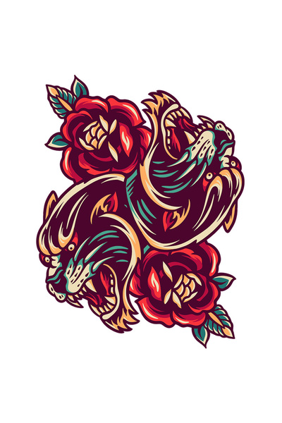 StoryGift Romania Sticker Adeziv 90CM Cu Cap De Pantera, Trandafiri, Frunze, Simetric, cu Margini Albe, PVC Vin