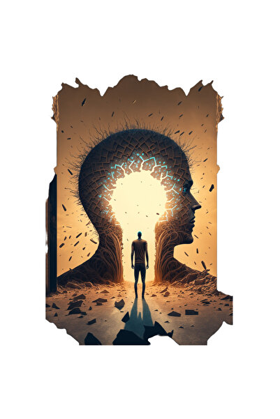 StoryGift Romania Sticker Adeziv 90CM Cu Barbat, Sci-Fi, Portal, Desert, Post Apocaliptic, Psihic, Psihologic,