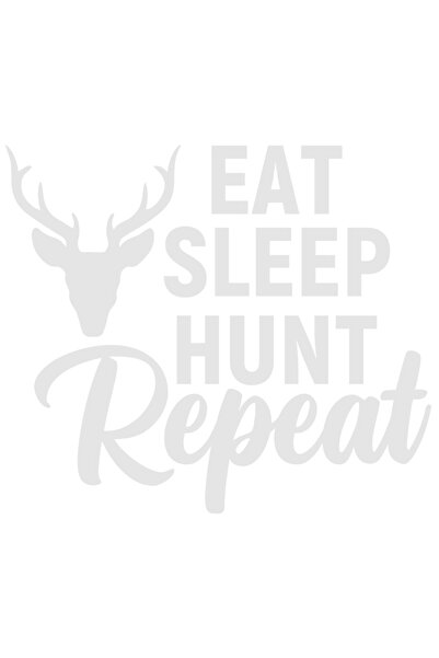 StoryGift Romania Sticker Exterior cu textul in engleza "Eat sleep, hunt, repeat" - mananca somn vaneaza rep