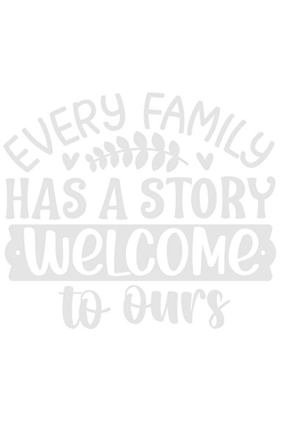 StoryGift Romania Sticker Exterior cu inimioare si mesaj din care reiese ca orice familie are o poveste spec