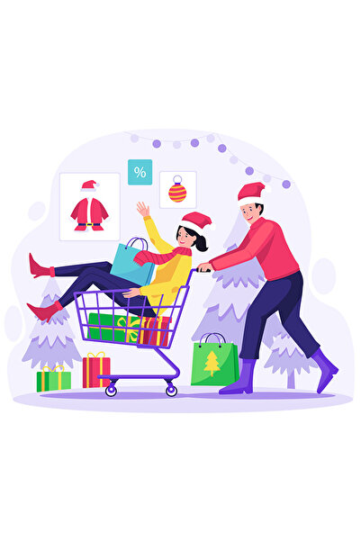 StoryGift Romania Sticker Autocolant 70CM Cu Carucior, Costum, Brad, Craciun,...