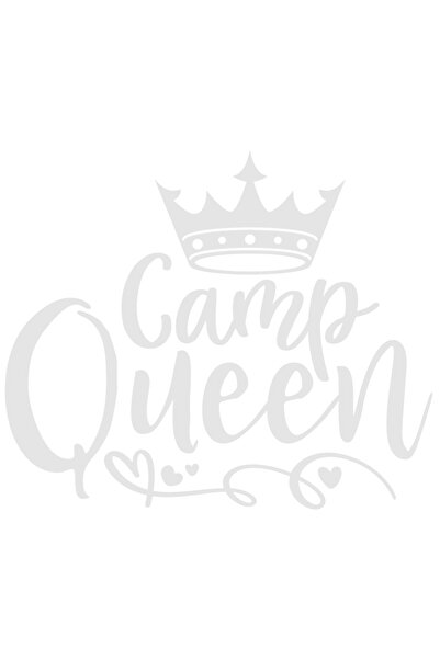 StoryGift Romania Sticker Exterior cu o coroana regala si textul "Camp queen" - regina taberei , Vinyl Alb,