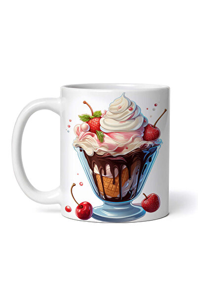 OEM Cană albă personalizată, Înghețată cu frișcă și căpșuni, INOVATIX®. 330ml