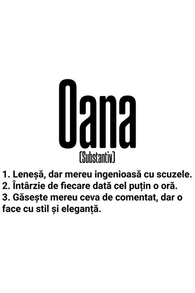 StoryGift Romania Sticker Autocolant 70CM Cu Numele Oana, si Mesaj Amuzant, L...