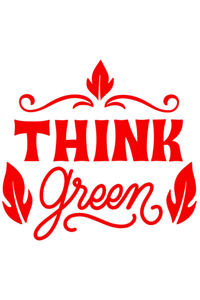StoryGift Romania Sticker Autocolant 30CM Exterior cu frunze si mesajul "Think green" - gandeste verde , Vinyl R