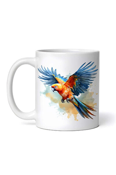 OEM Εξατομικευμένη λευκή κούπα, Πολύχρωμος παπαγάλος με απλωμένα φτερά, INOVA...