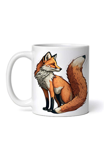 OEM Cană albă personalizată, Vulpe cu coadă stufoasă, INOVATIX®. 330ml