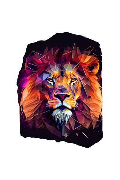 StoryGift Romania Sticker Eticheta 50CM Cu Cap De Leu, Arta Abstracta, Spatiu, Geometric, cu Margini Albe, PVC