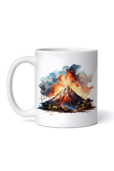 OEM Cană albă personalizată, Vulcan în erupție, INOVATIX®. 330ml