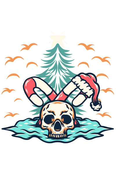 StoryGift Romania Sticker Autocolant 70CM Cu Baston Craciun, Brad, Craniu, Ia...