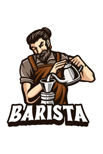 StoryGift Romania Sticker Eticheta 40CM Cu Barista, Ceainic, Barba, Cafenea, ...