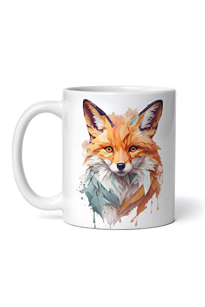 OEM Cană albă personalizată, Vulpe cu aspect furtiv, INOVATIX®. 330ml