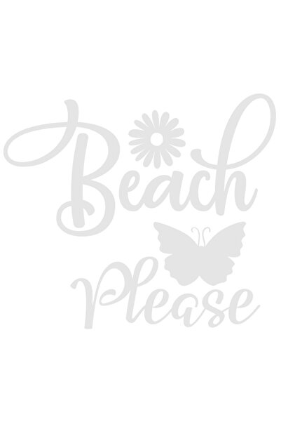 StoryGift Romania Sticker Adeziv 90CM Exterior cu o floare si un fluture cu textul in engleza "Beach, please" -