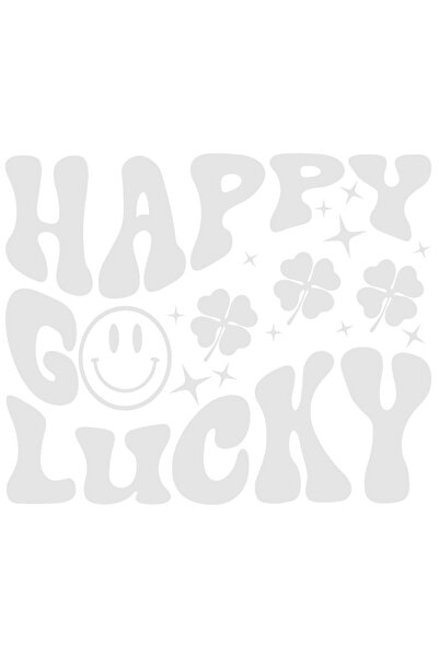 StoryGift Romania Sticker Label 50CM Exterior with four-leaf clover and message in English "Happy, go lucky" -