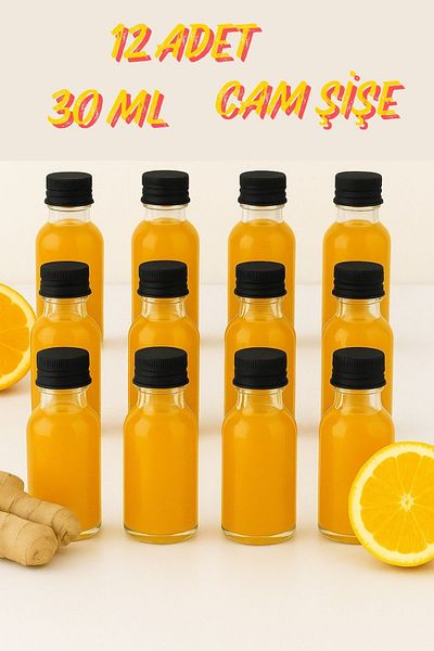 Tanemce 12Pcs Clear Glass Shot Bottle Leakproof with Black Plastic Cap Cologne Fragrance Ornament Multi-Purpose Bottle 30ml