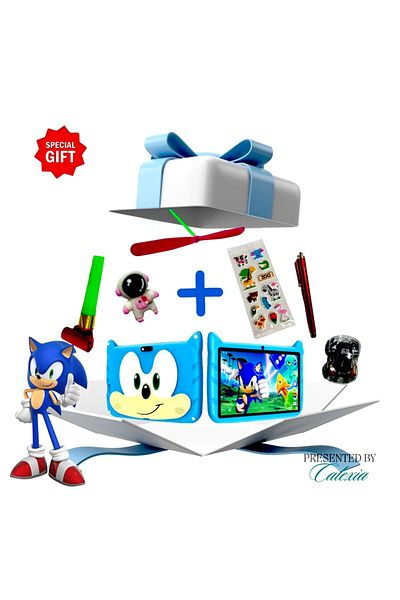 e-Wantay Children's Educational Tablet 7", Sonic, Android, 2GB+32GB, Dual Camera, Pen, 5 Toys, Blue