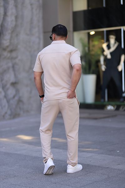 cto your style Men's Polo Neck T-Shirt Comfortable Tooling Zipper Detailed Bottom Top Suit