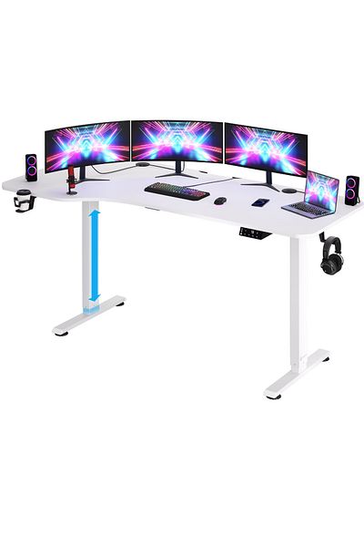 monzana Casaria Height Adjustable Desk, Top 160x75 cm, Height 73-118 cm, Memory Function, LCD Display