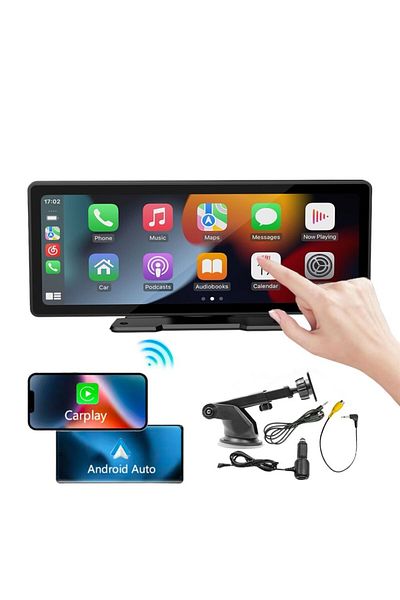 e-Wantay Car Navigation 10.26" HD MP5, Wireless CarPlay & Android Auto, Bluetooth, Screen Mirroring, Black