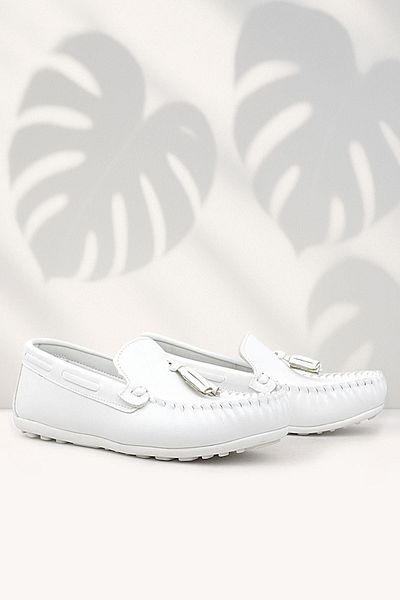 Rakerplus Pantofi mocasin albi pentru băiat