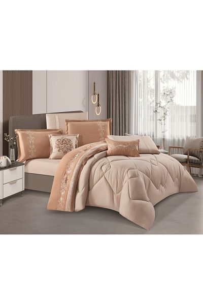 HOURS Horse Navrin 8-piece comforter set, embroidered with a modern and distinctive pattern, Carina-005