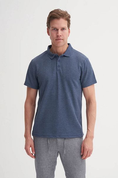 Cazador Polo Neck Navy Blue Men's T-Shirt 4222