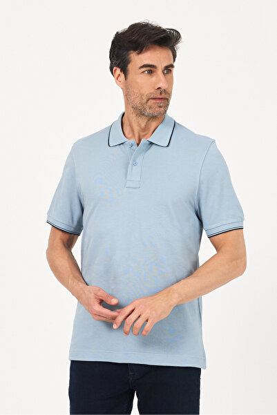 ENQUE Чоловічий базовий некручений поло з прямим коміром, прямий крій, бавовна, slim fit футболка