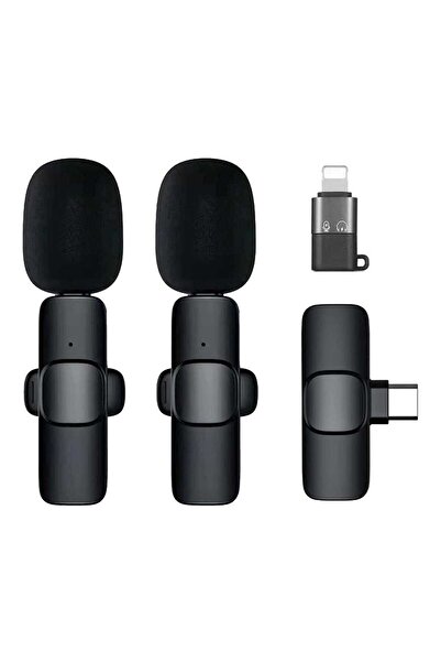 Remiuse Kablosuz Yaka Mikrofonu 2'li Mini Wireles Type-C Mikrofon | Youtube, Tiktok, Canlı Yayın için