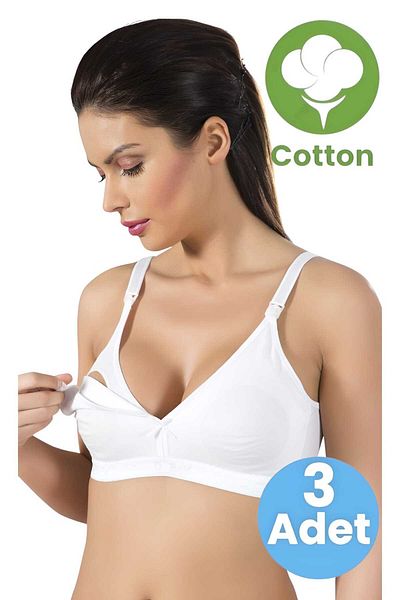 Uniquetrenders Sutien pentru alăptare din bumbac din 3 piese pentru femei