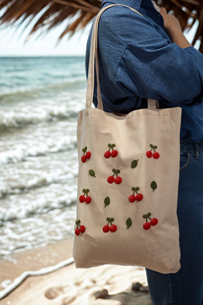 e-Bizz Store Punch Embroidered 1 Piece Shoulder Bag & Beach Bag & Tote Bag