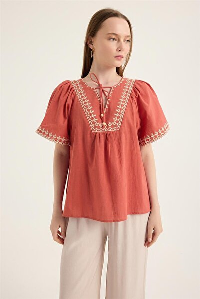 HomeStore Блузка з туніським коміром і зав'язками