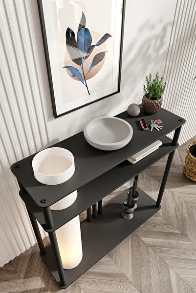 Genel Markalar Garcia Dresuar Dekoratif Raflı Lambader Siyah, 1. Sınıf MDF ve PVC Başlık