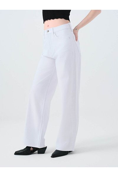 Loft Wide Leg Regular Fit White Women's Jean Pants Lf2039976