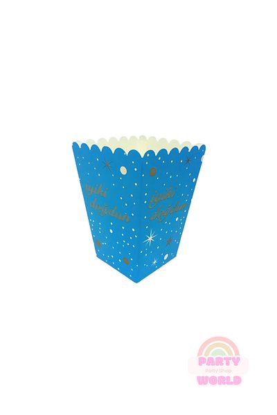 party world 8-Piece Blue Gold "Happy Birthday" Written Corn Box – Cardboard