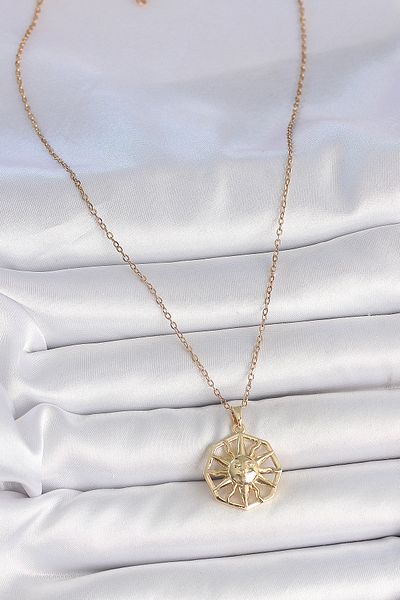 Skygo 316L Steel Gold Color Chain Embroidered Sun Model Women's Necklace - Tj-Bko10104