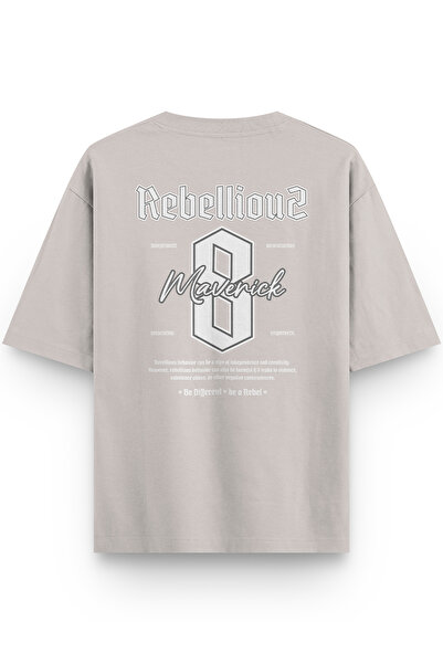 Overoz Кам'яний колір Напів-оверсайз Maveric 8 з написом Оверсайз з написом Унісекс футболка 1385